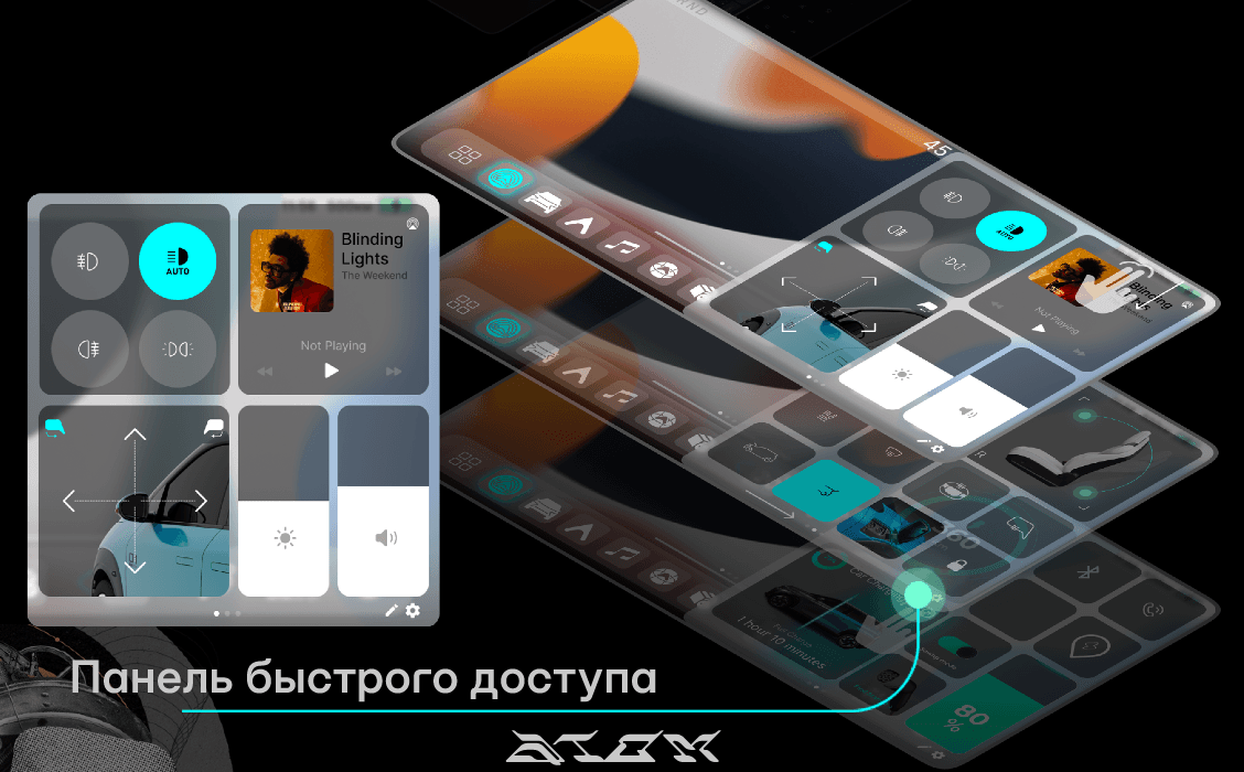 Панель быстрого доступа на дисплее руля