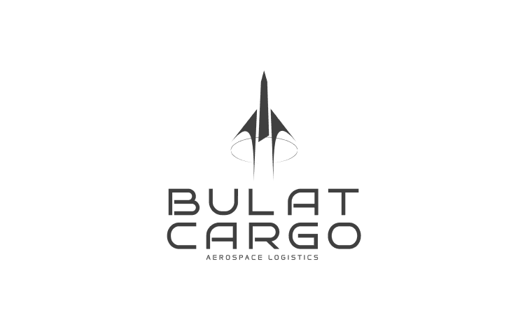 Логотип Bulat Cargo: знак-ракета над надписью и подпись Aerospace Logistics